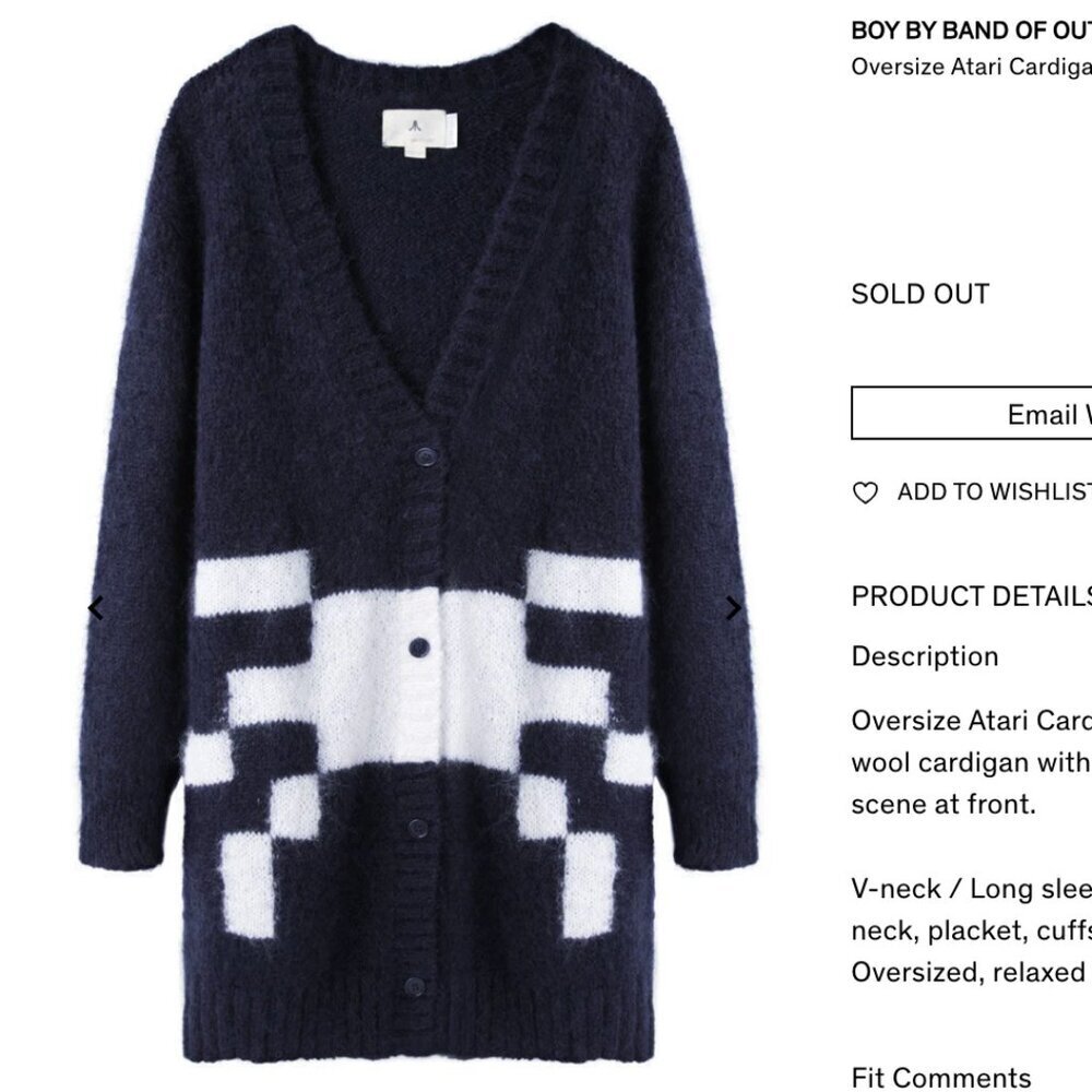 $645 MSRP Boy by Band of Outsiders Oversize Atari Cardigan Mohair Oversized Sz S